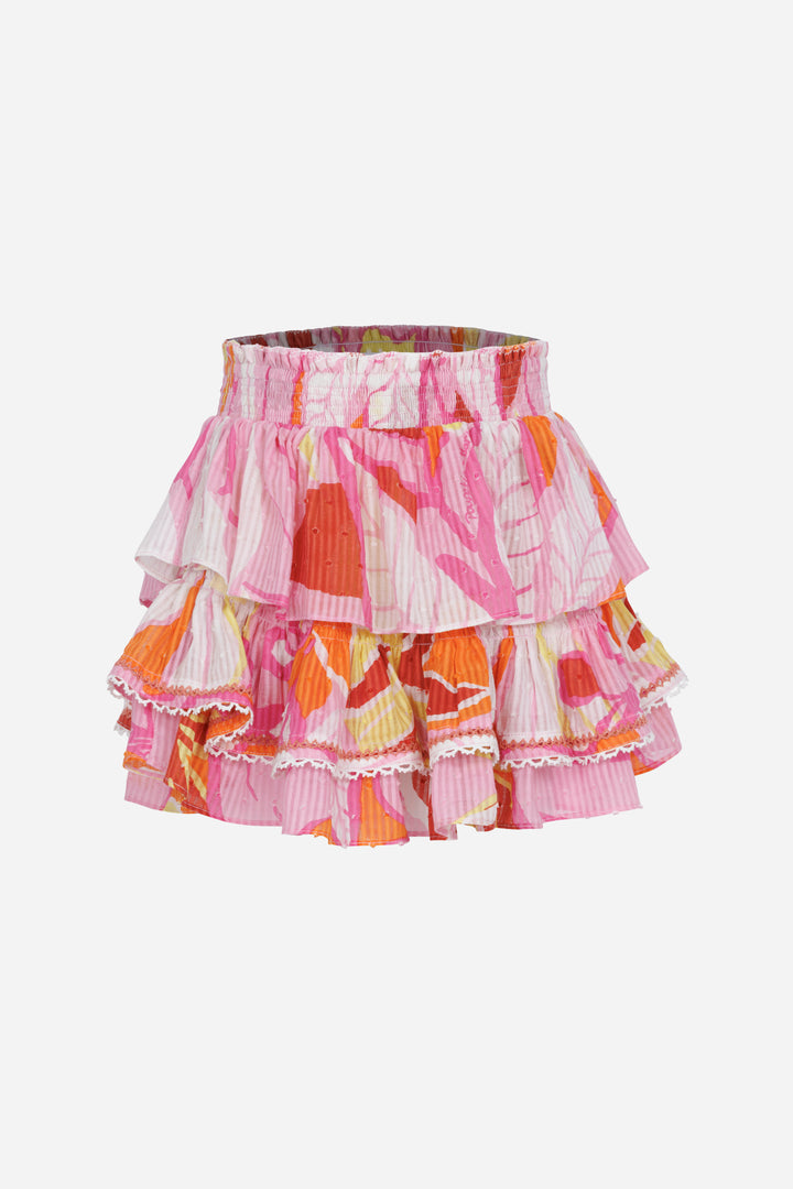 Mini Skirt Ariane for girls - Pink Macro Lilium