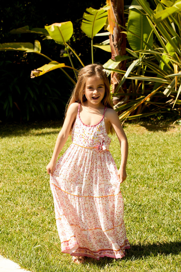 Kids Long Dress Pippa - Pink Cerise