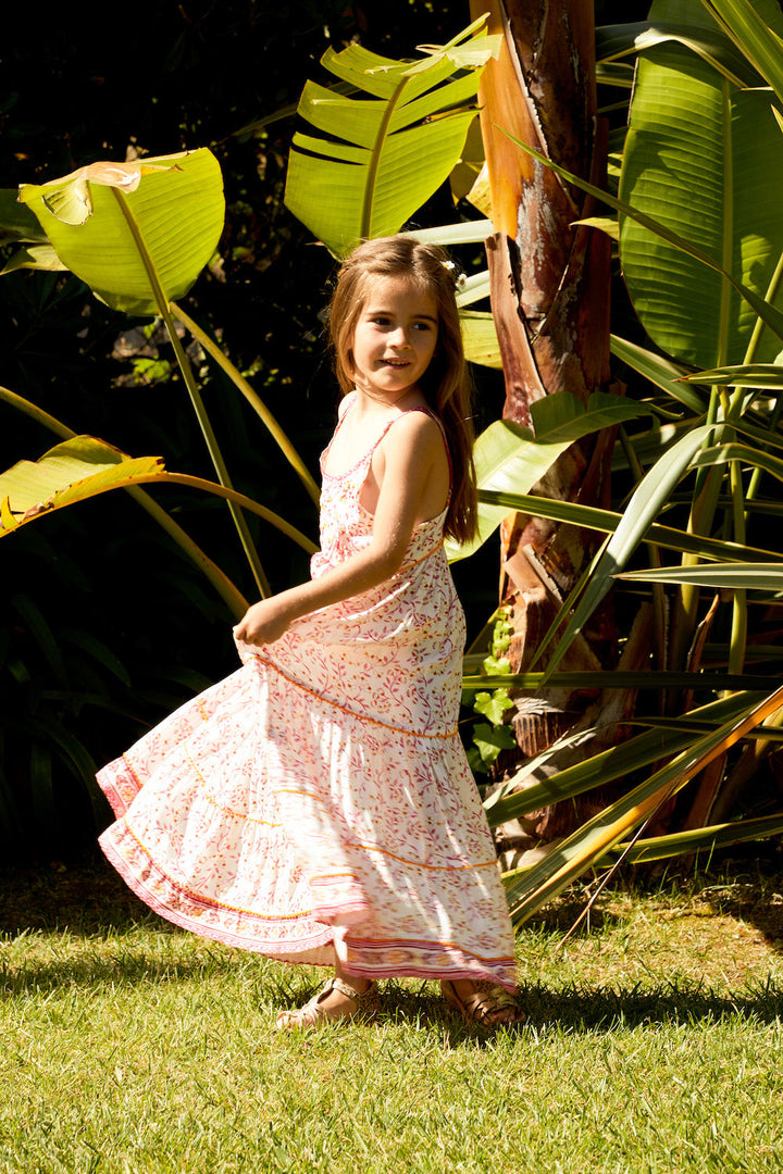 Kids Long Dress Pippa - Pink Cerise