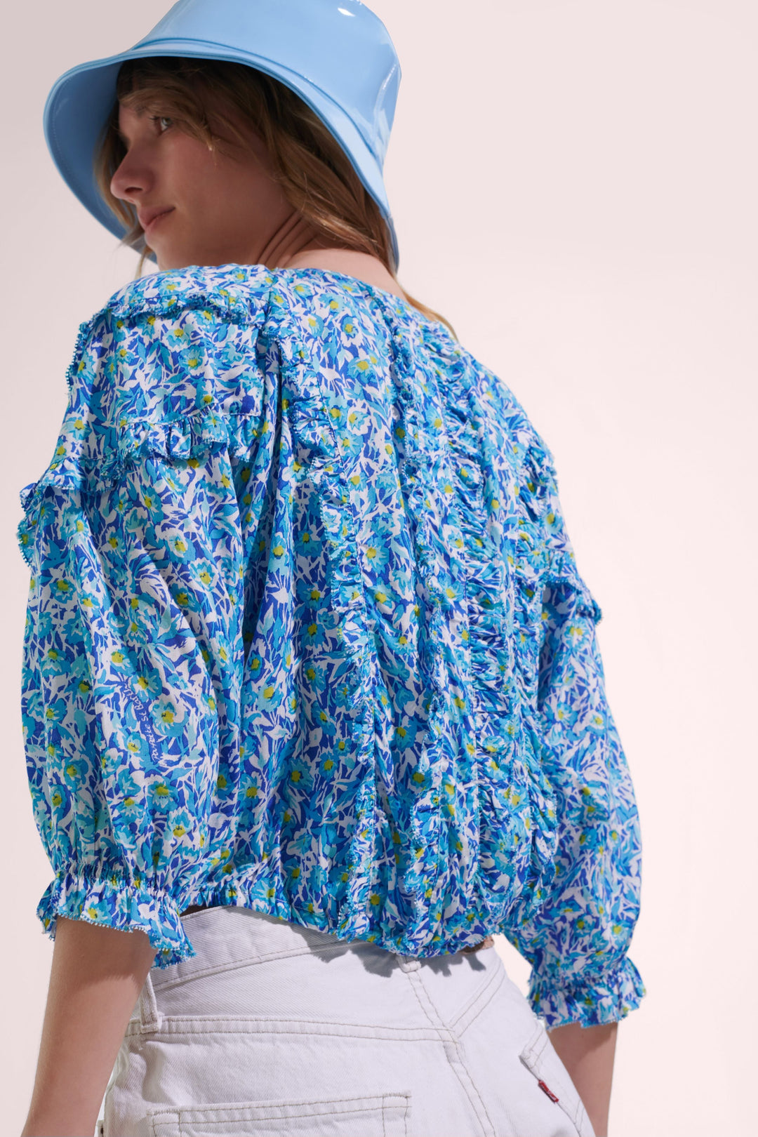 Blouse Amanda - Blue Ocean Flowers