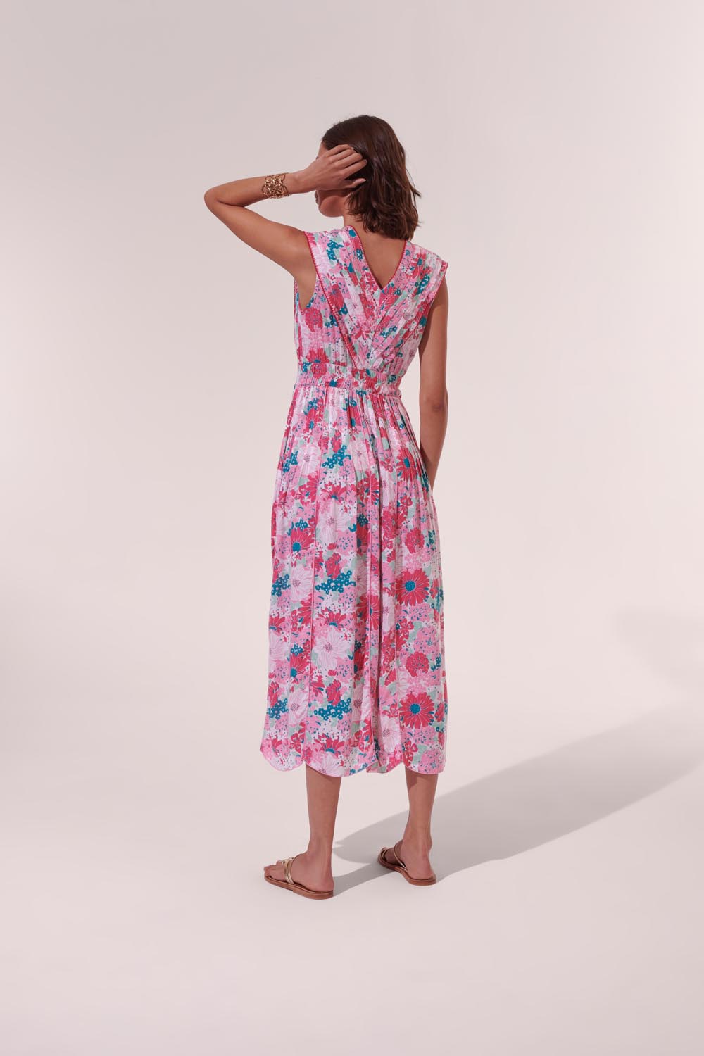 Long Dress Agnes - Pink Flower Mix