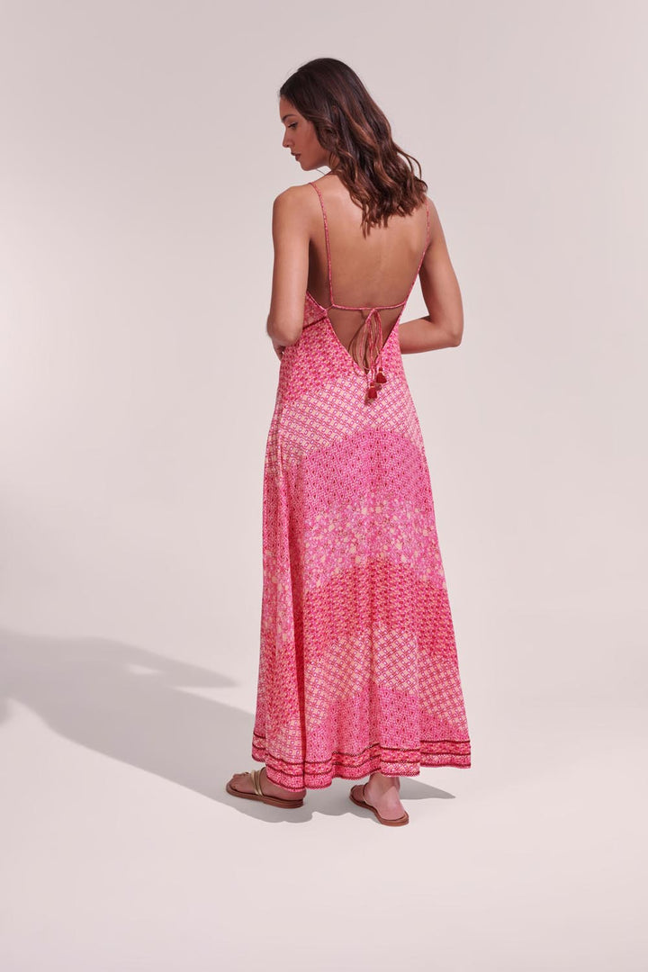 Long Dress Denise - Pink Batik Stripe