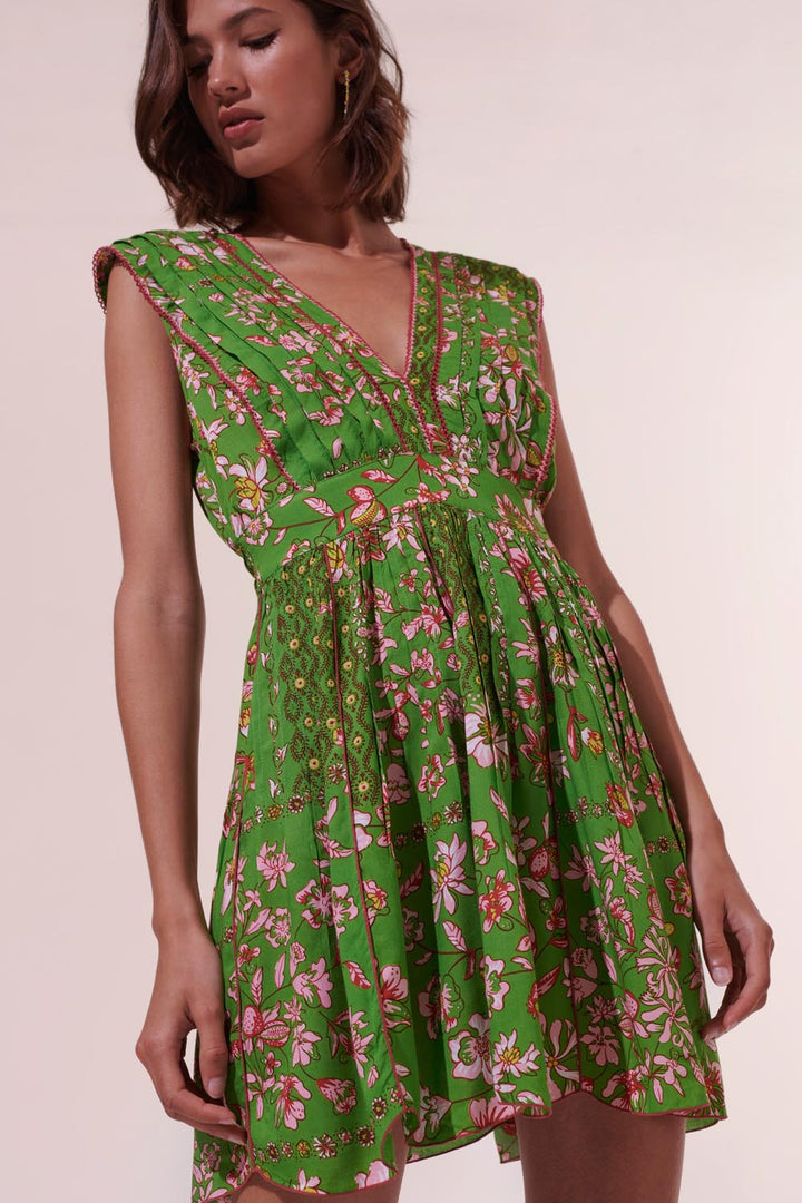 Mini Dress Agnes - Green Botanique