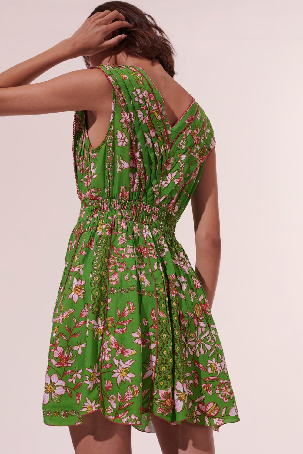 Mini Dress Agnes - Green Botanique