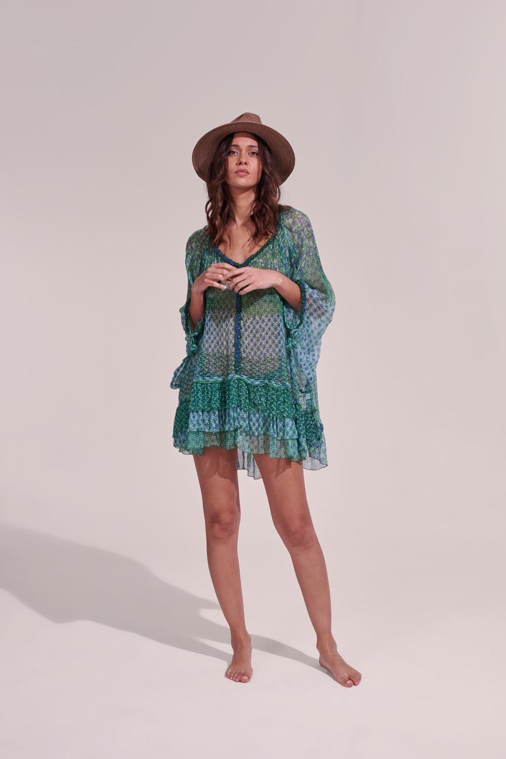 Poncho Nava - Green Batik Stripe