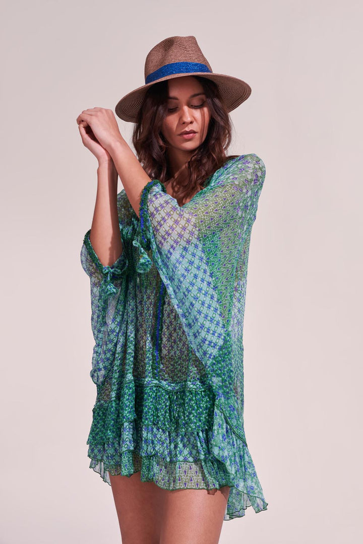 Poncho Nava - Green Batik Stripe