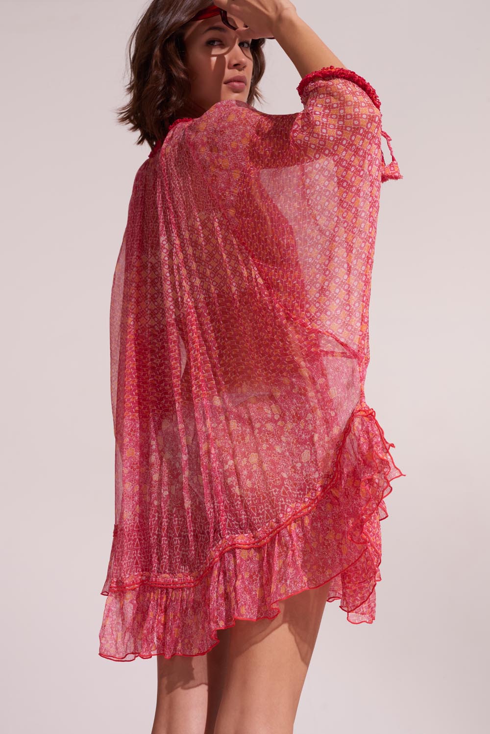 Poncho Nava - Pink Batik Stripe