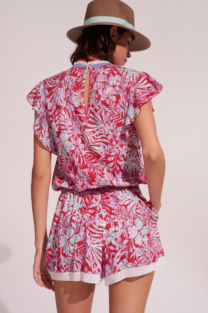 Short Jumpsuit Sasha - Red Tropical