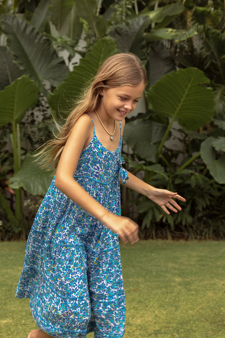 Kids Long Dress Bambi - Blue Net