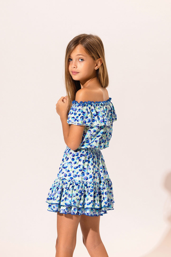 Kids Mini Dress Bella - White Blue Alamy