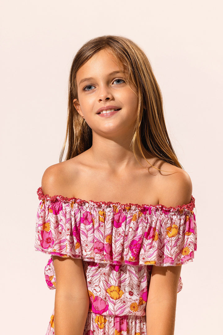 Kids Mini Dress Bella - Pink Petunia