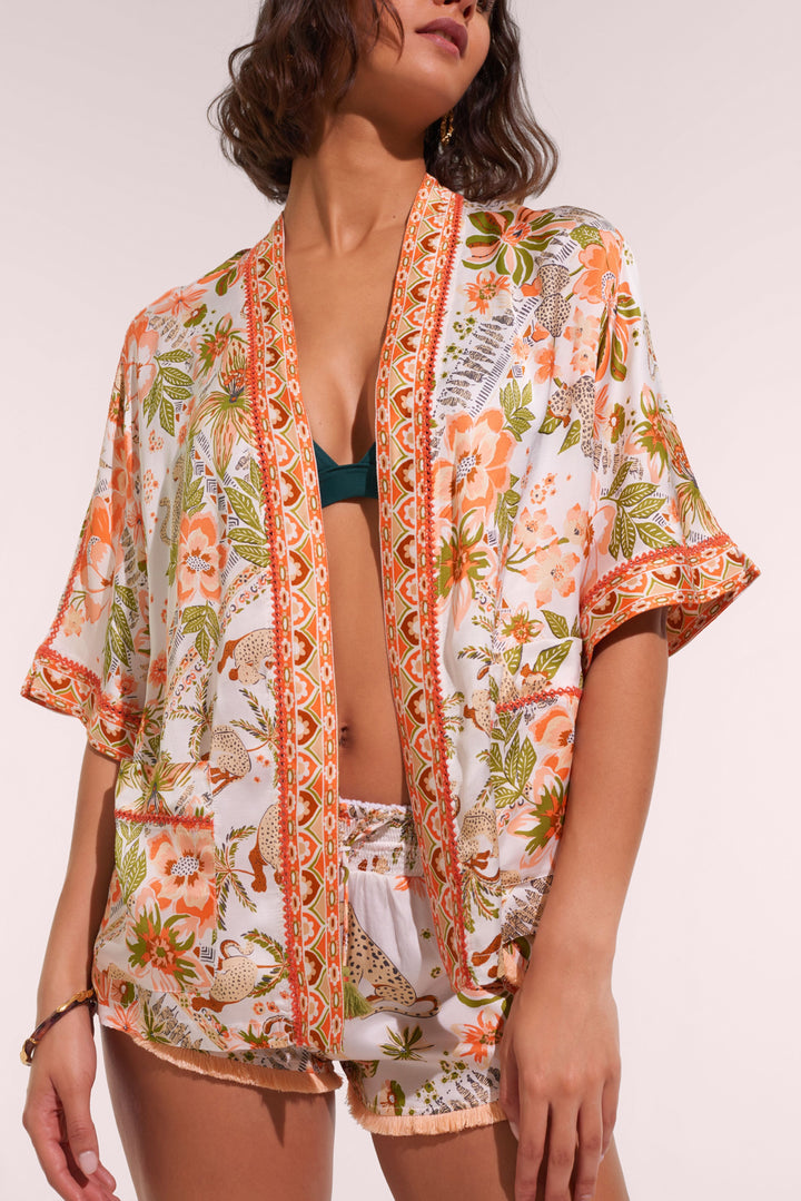 Kimono Bel - Pink Leo Foulard