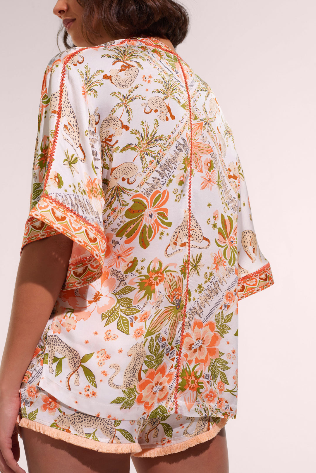 Kimono Bel - Pink Leo Foulard