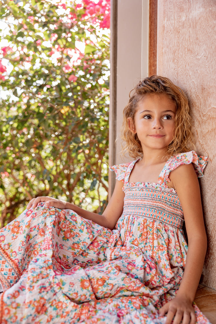 Kids Midi Dress Cindy - Pink Aquarelle