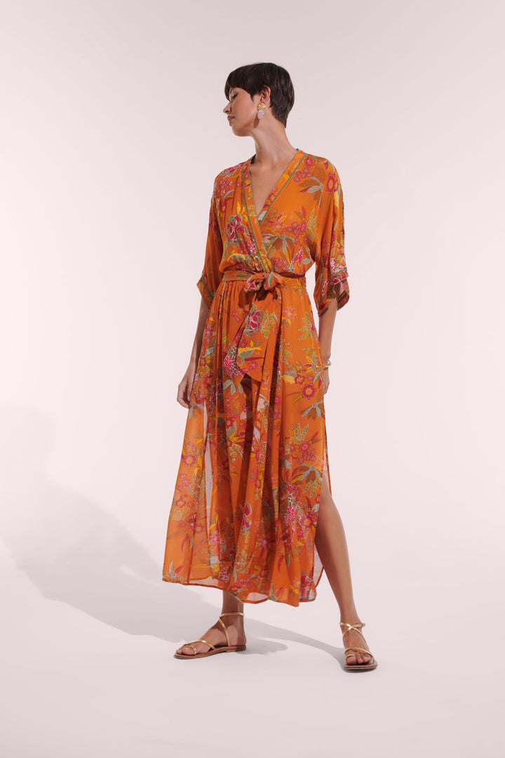 Long Dress Adha - Orange Leo Forest