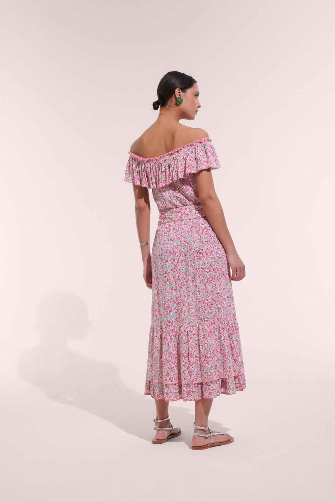 Long Dress Bella - Pink Ocean Flowers