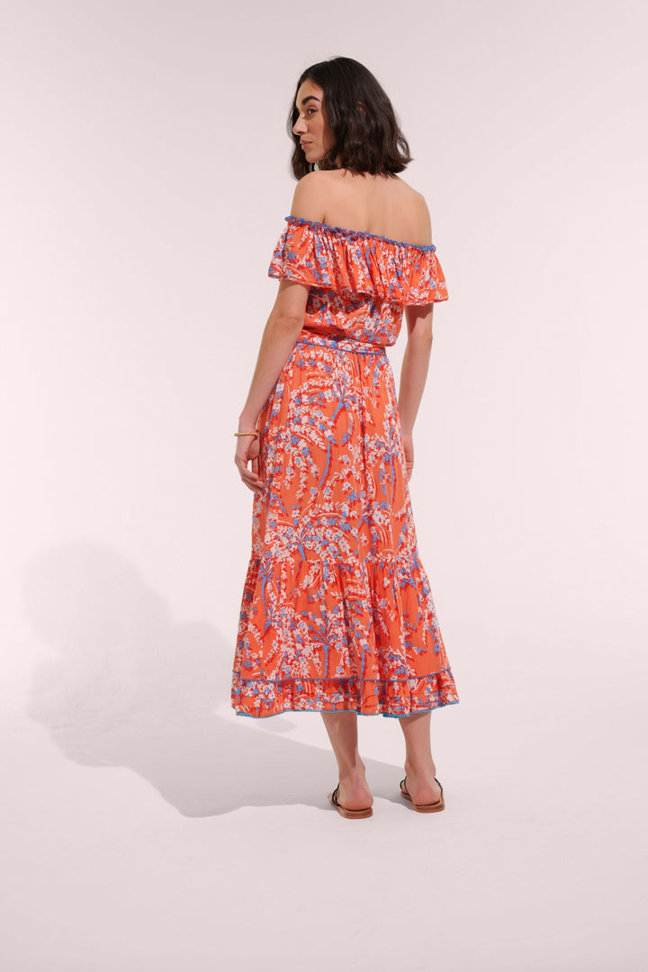 Long Dress Bella - Orange Palmery