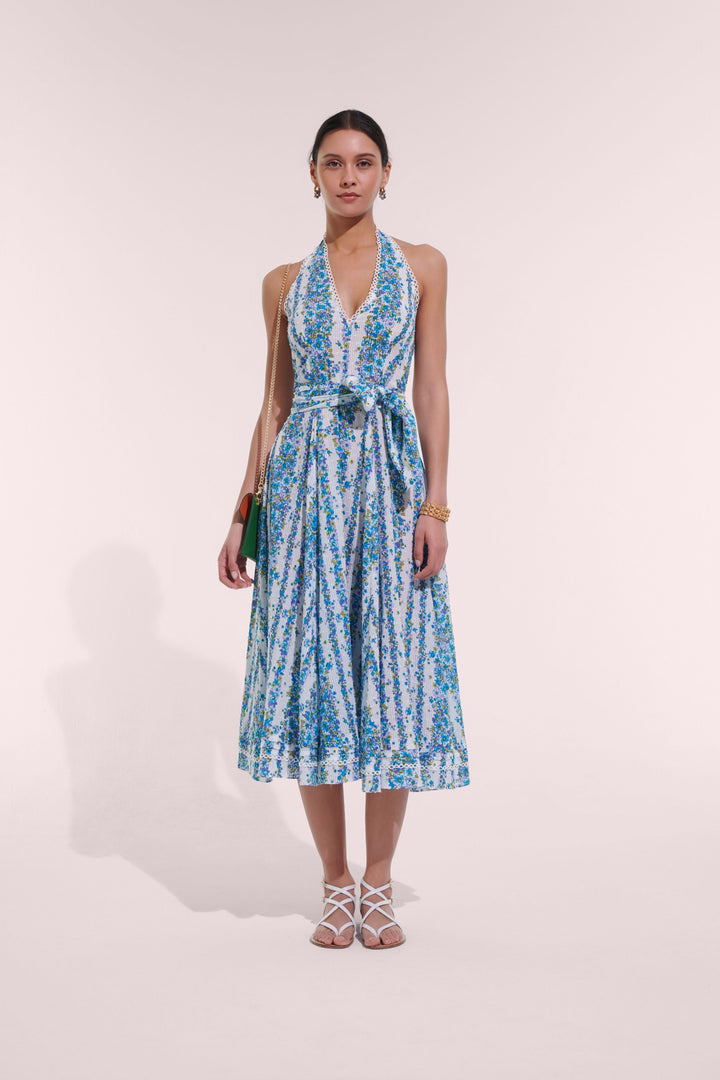 Robe Longue Beth - Blue Waves Flowers