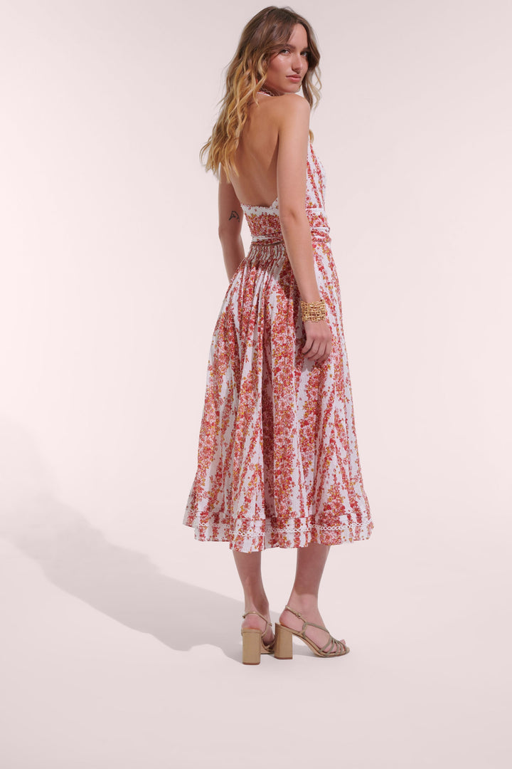 Long Dress Beth - Pink Waves Flowers