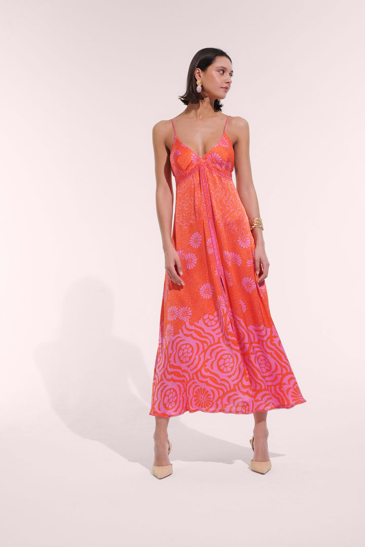 Robe Longue Denise - Pink Daisy