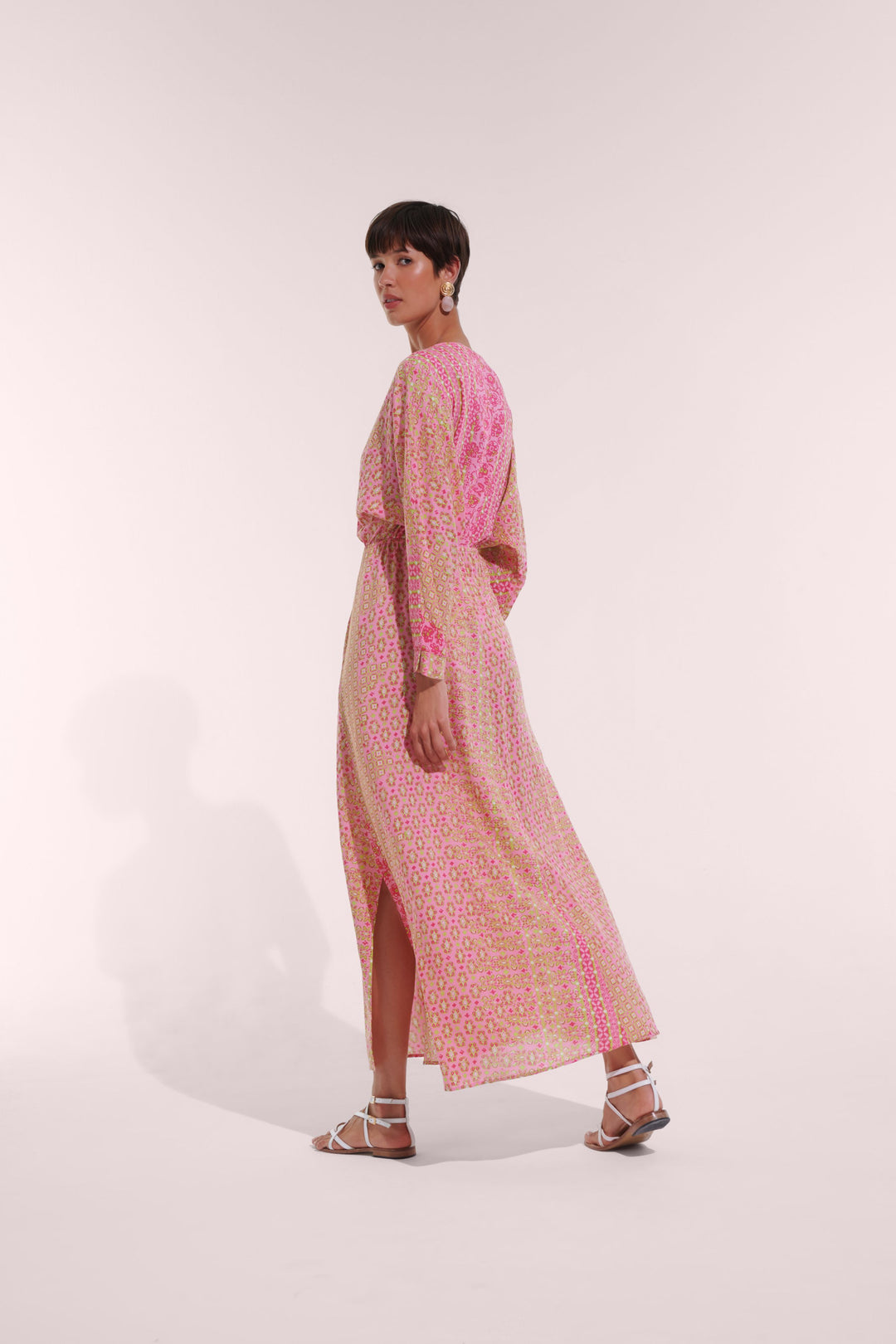 Long Dress Ilona - Pink Verti Batik