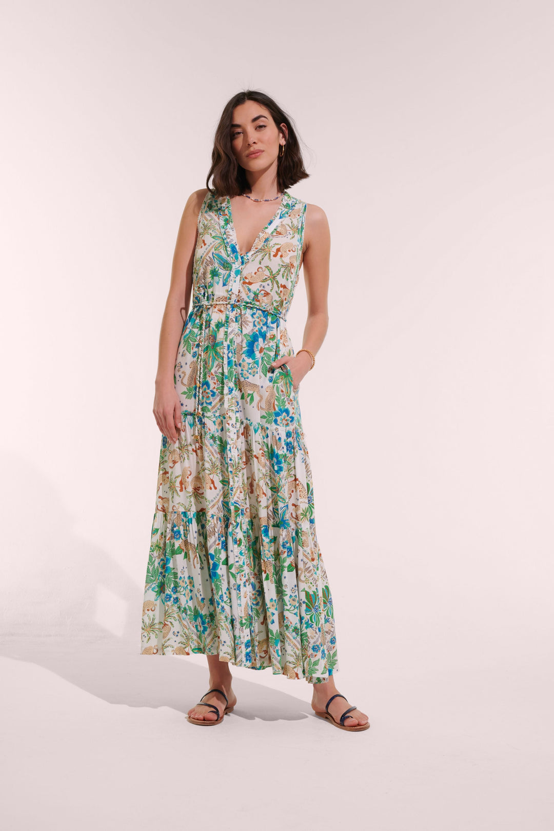 Long Dress Nana - Blue Leo Foulard