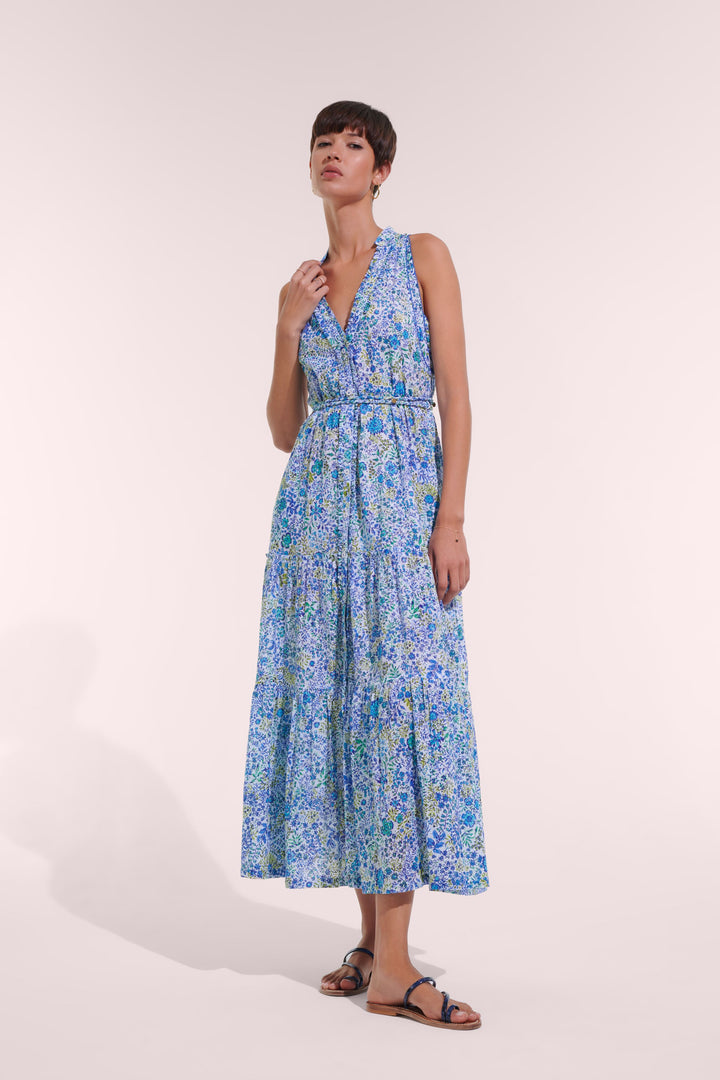 Long Dress Nana - White Blue Nature