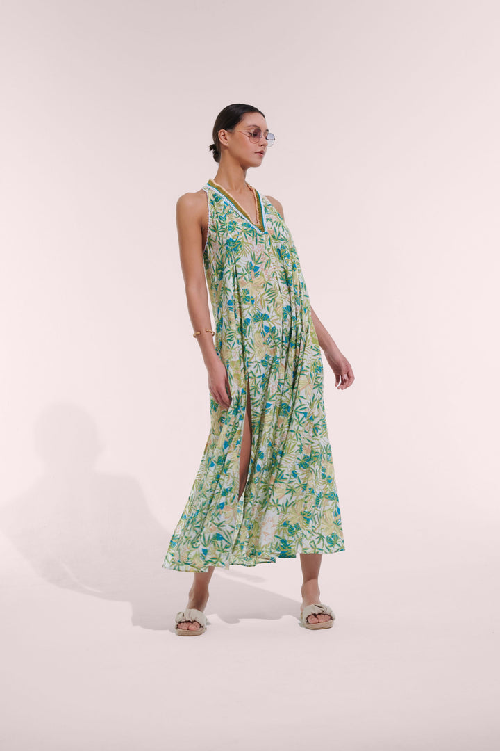 Long Dress Nava - Green Orchid