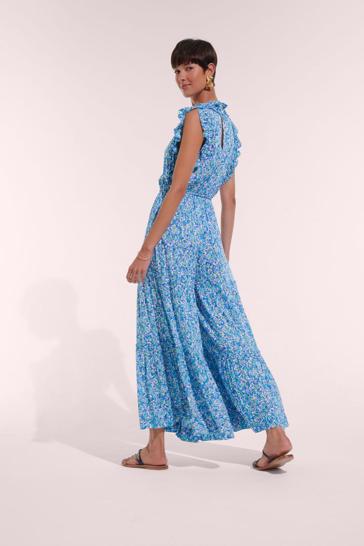 Long Jumpsuit Belene - Blue Ocean Flowers