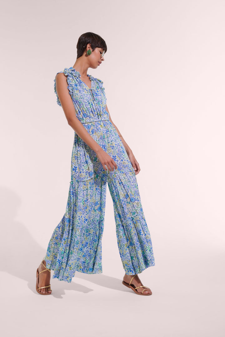 Long Jumpsuit Belene - White Blue Nature