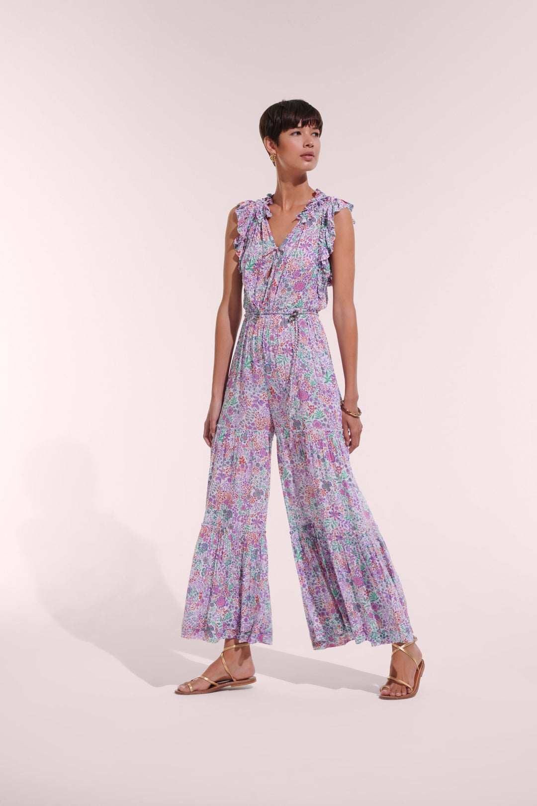 Long Jumpsuit Belene - White Lavender Nature