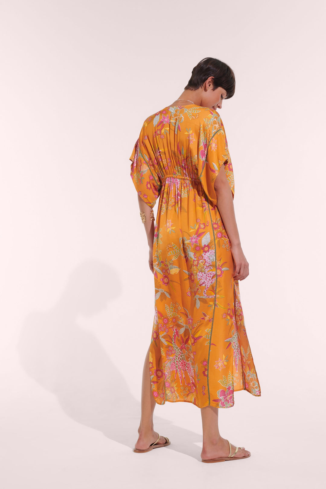 Long Kaftan Amaya - Orange Leo Forest