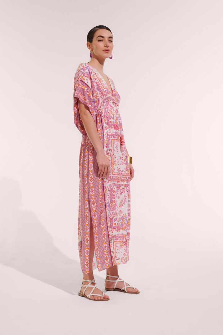 Long Kaftan Amaya - Pink Foulard