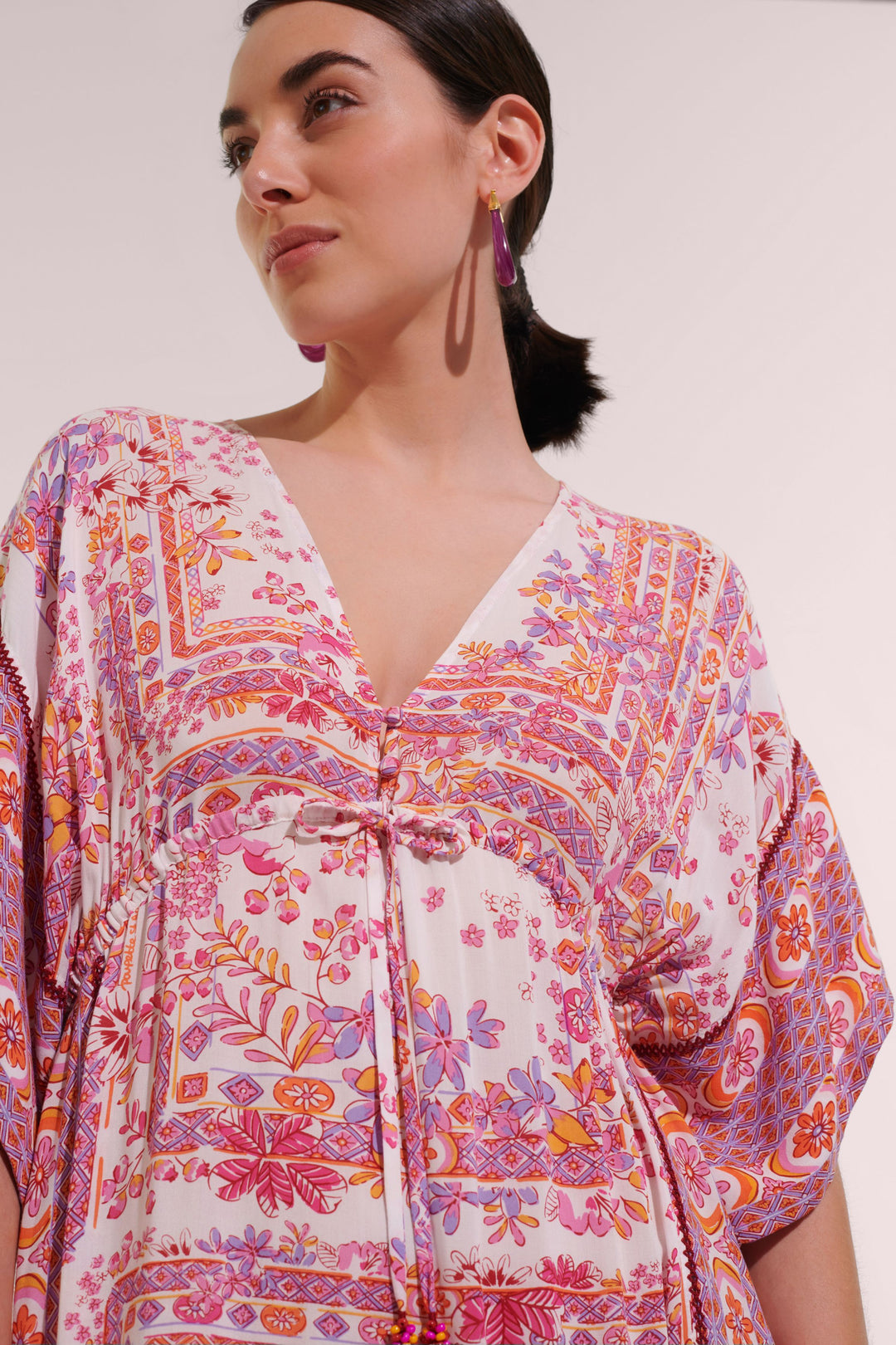 Long Kaftan Amaya - Pink Foulard