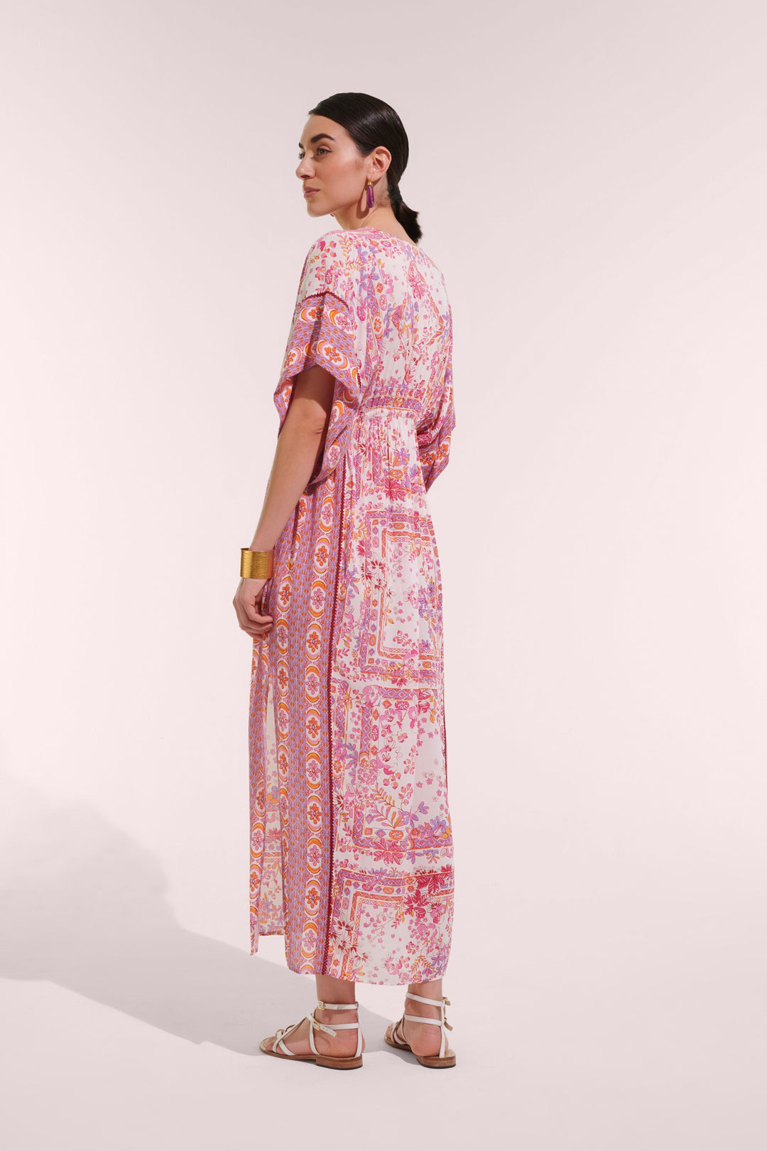 Long Kaftan Amaya - Pink Foulard