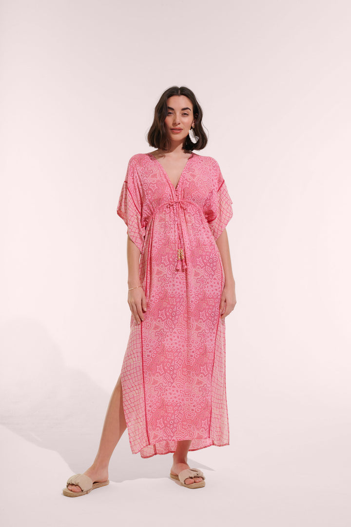 Long Kaftan Amaya - Pink Sea Water