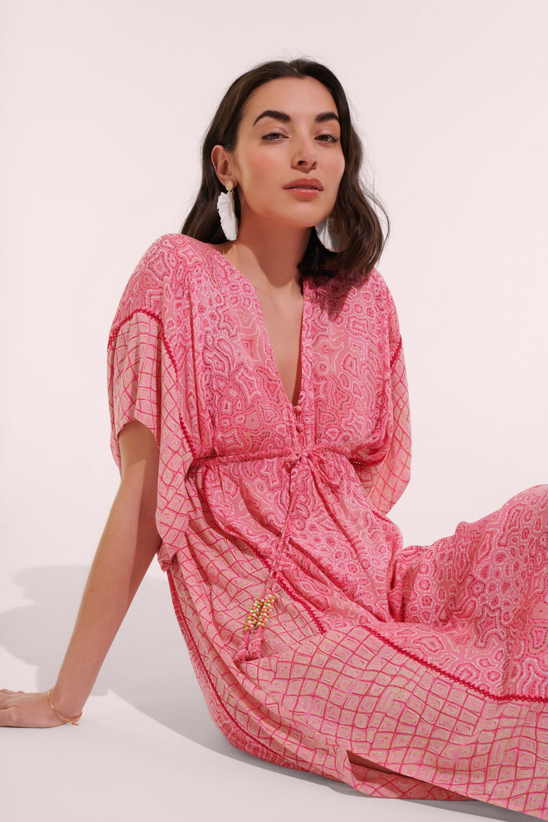 Long Kaftan Amaya - Pink Sea Water