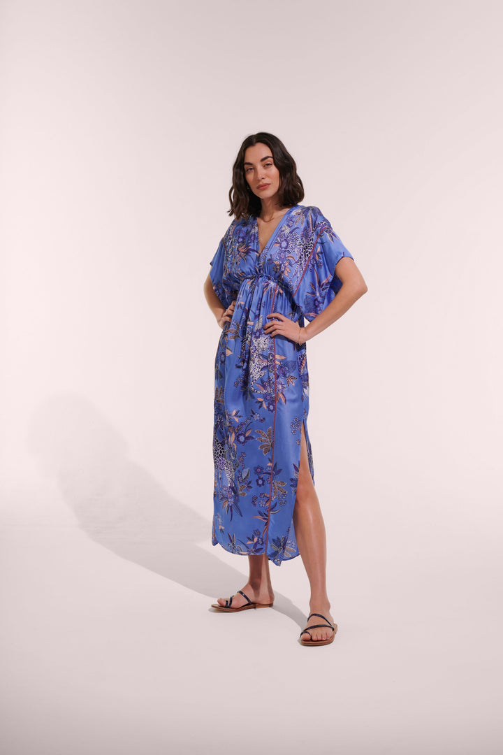 Long Kaftan Amaya - Blue Leo Forest