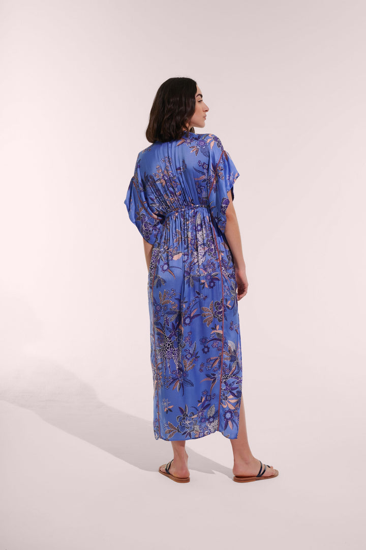 Long Kaftan Amaya - Blue Leo Forest