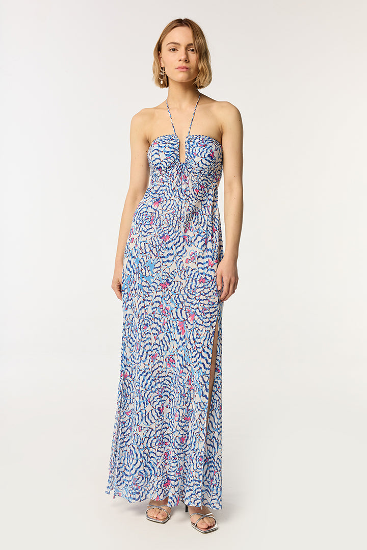 Long Dress Carla - Blue Wings Flower