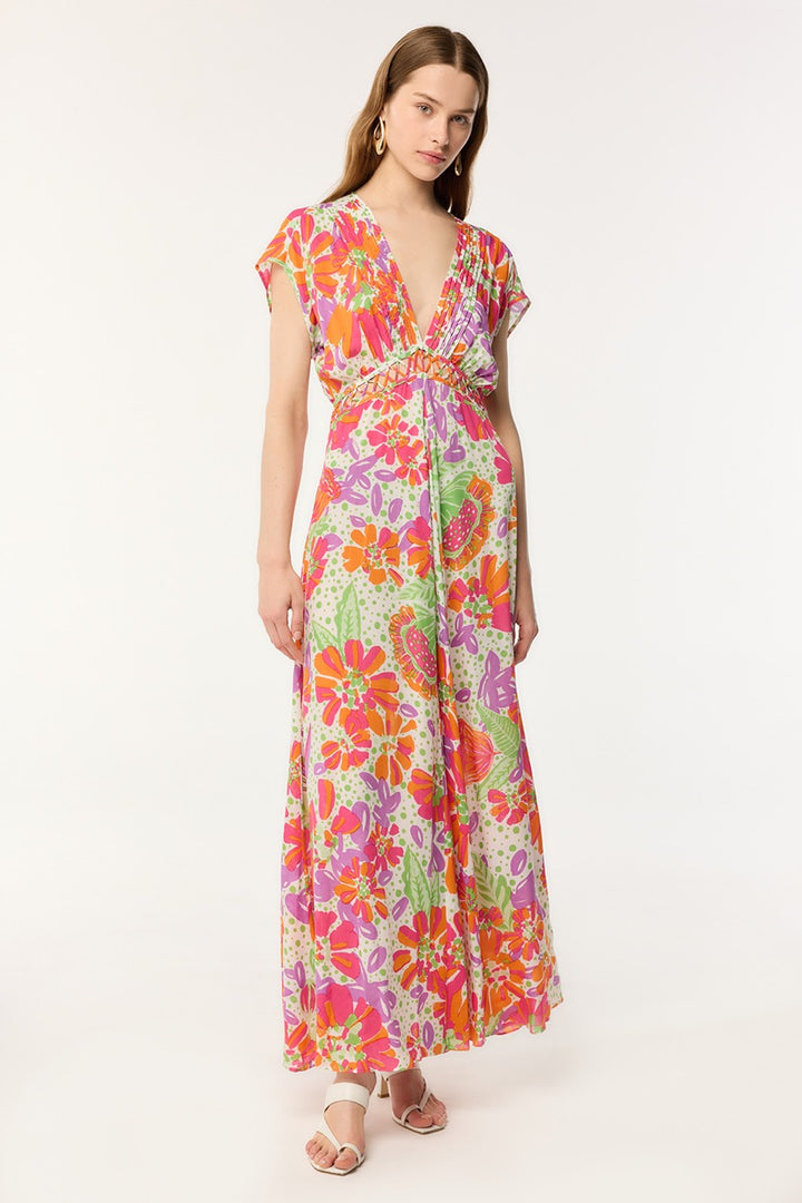 Robe Longue Cecile - Pink Artistic Flower