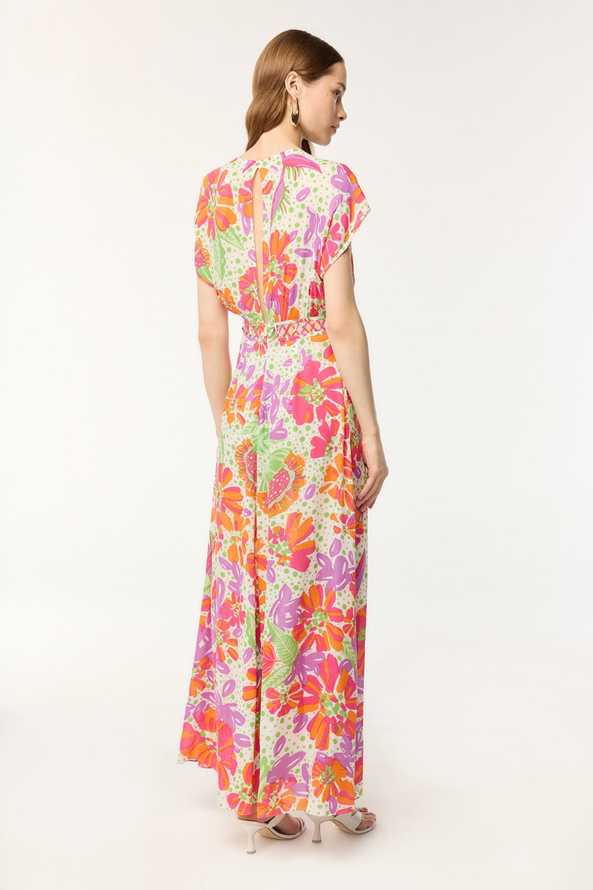 Robe Longue Cecile - Pink Artistic Flower