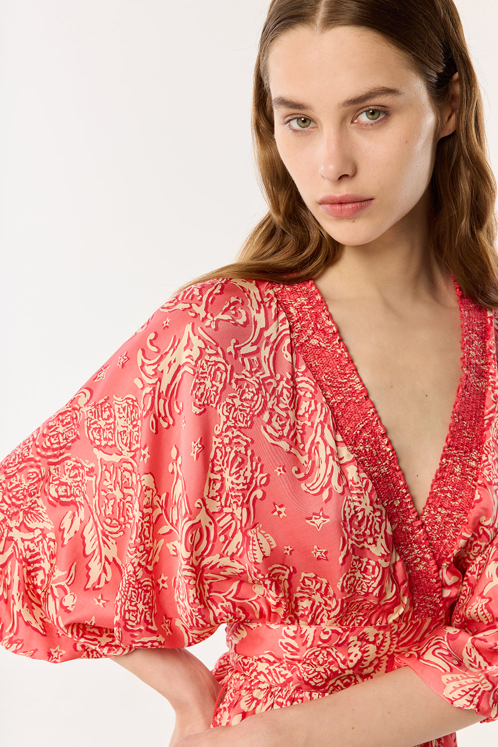 Robe Longue Celie - Pink Oriental Foulard