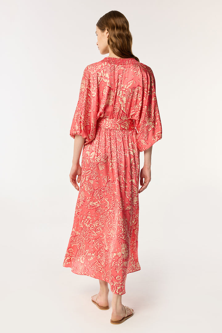 Robe Longue Celie - Pink Oriental Foulard