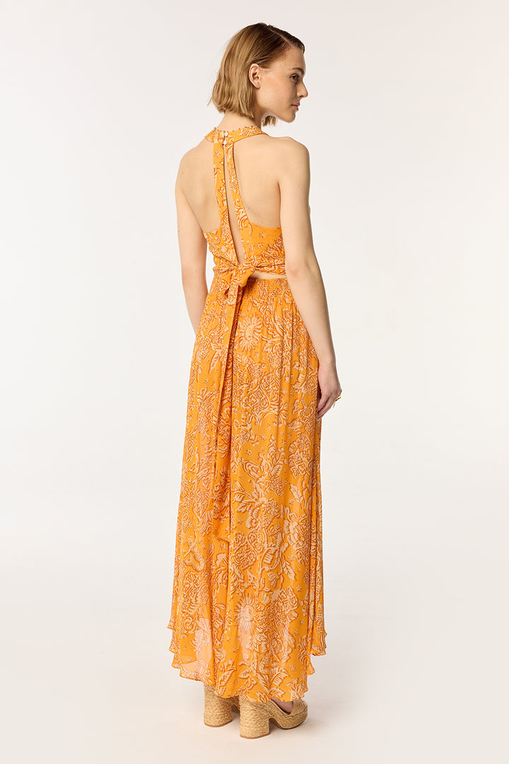 Robe Longue Clea - Yellow Oriental Foulard