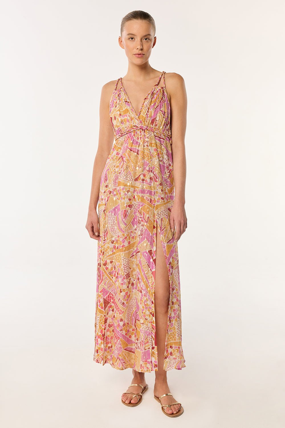 Long Dress Collette - Pink Mosaic