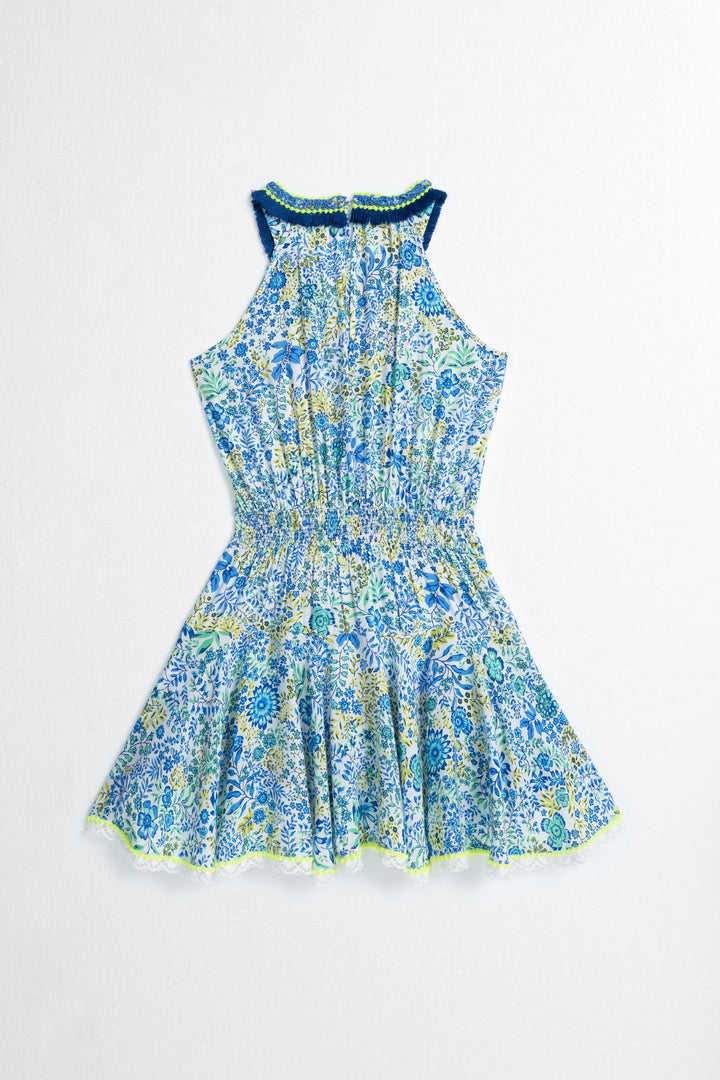 Kids Mini Dress Agathe - White Blue Nature