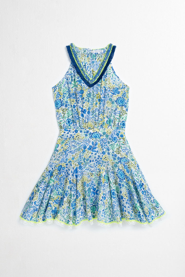 Kids Mini Dress Agathe - White Blue Nature