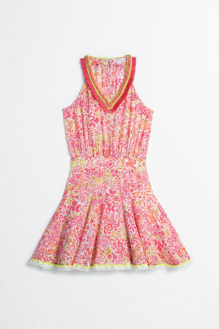 Kids Mini Dress Agathe - White Pink Nature