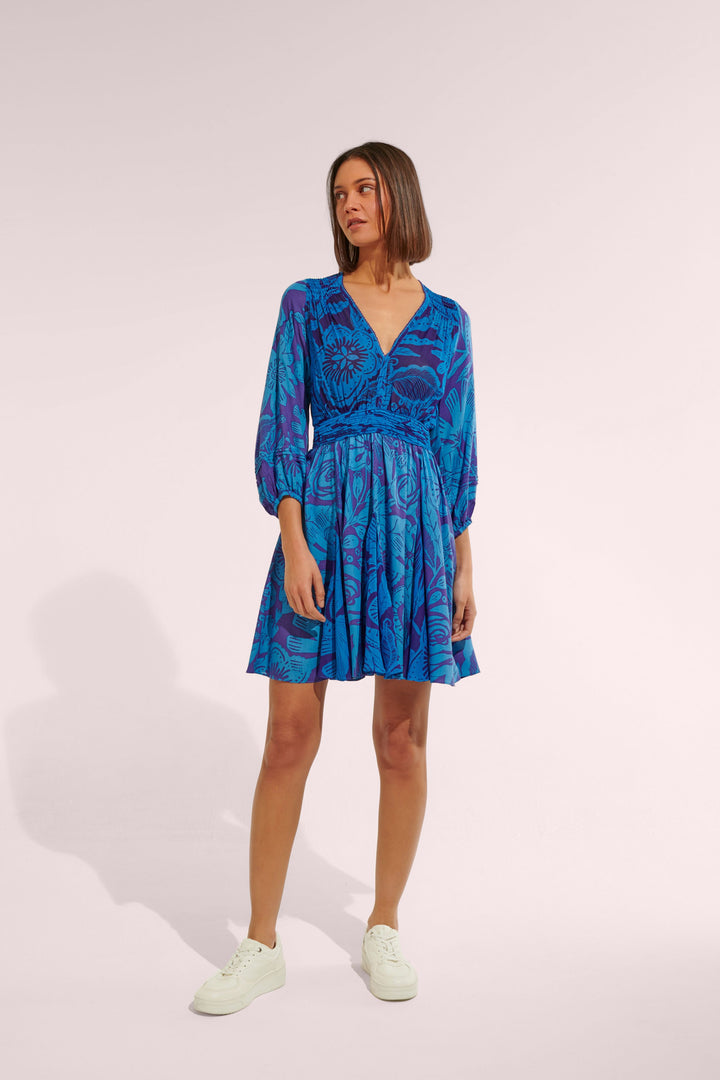 Mini Dress Anabelle - Blue Gauguin